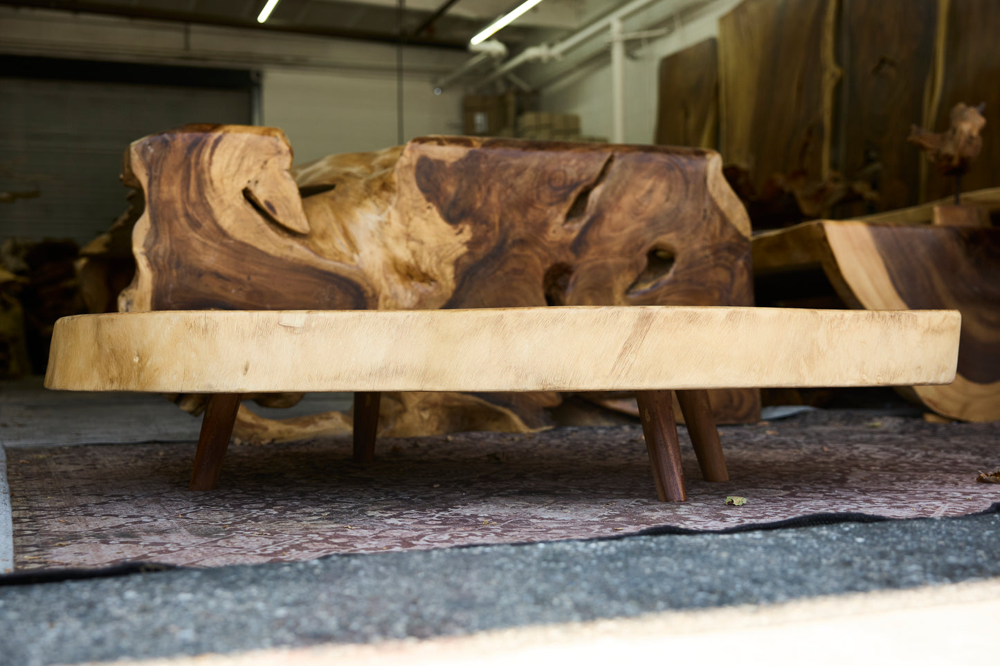 SUAR COFFEE TABLE WOODEN LEGS PU FINISH