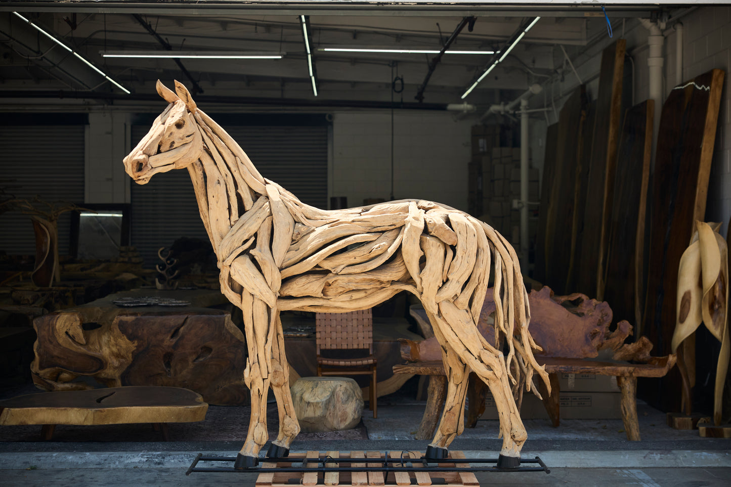 TEAK ROOT HORSE SCULPTURE